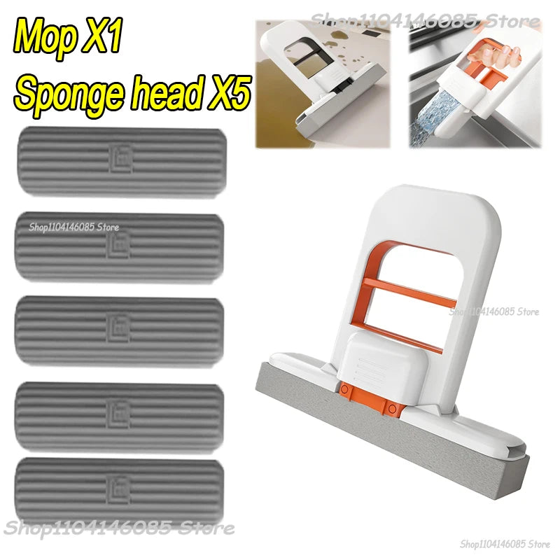Mini Sponge Mop Hand-Free Wash Mops Mini Portable Super Absorbent Mop for Desktop Floor Bathroom Kitchen Glass Car Cleaning