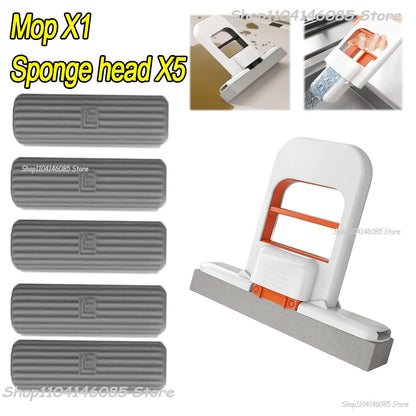 Mini Sponge Mop Hand-Free Wash Mops Mini Portable Super Absorbent Mop for Desktop Floor Bathroom Kitchen Glass Car Cleaning