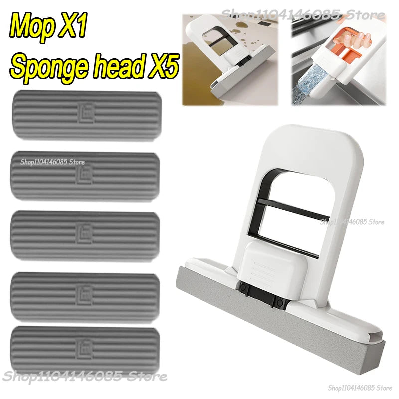 Mini Sponge Mop Hand-Free Wash Mops Mini Portable Super Absorbent Mop for Desktop Floor Bathroom Kitchen Glass Car Cleaning