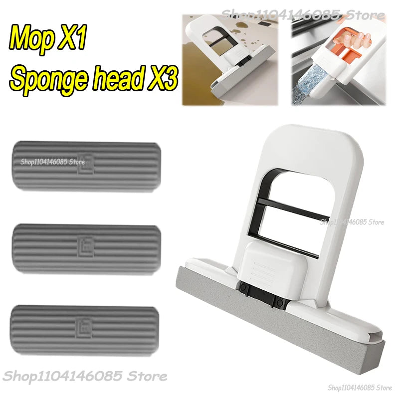Mini Sponge Mop Hand-Free Wash Mops Mini Portable Super Absorbent Mop for Desktop Floor Bathroom Kitchen Glass Car Cleaning