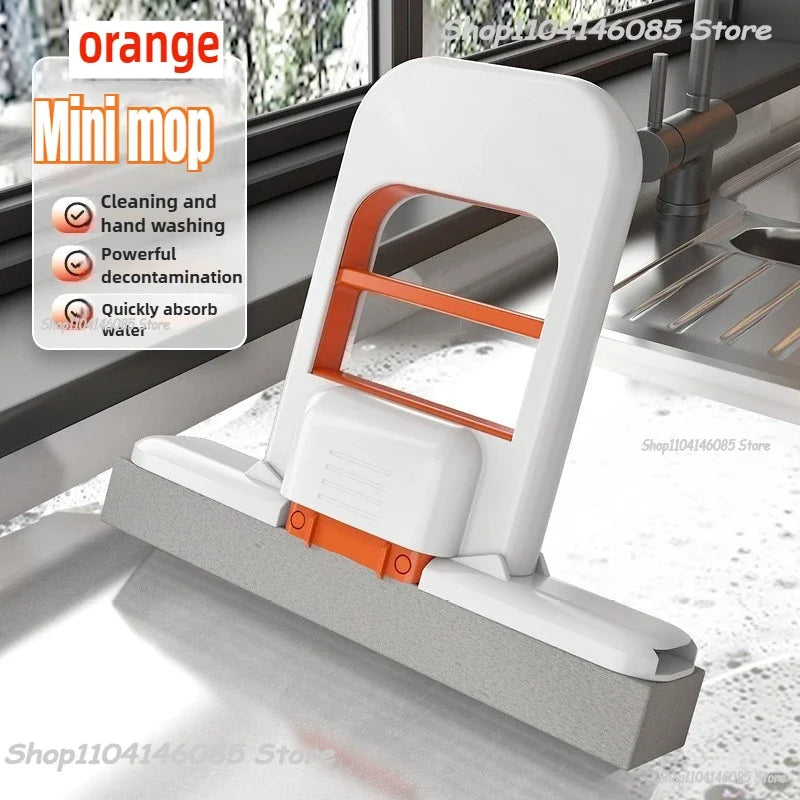 Mini Sponge Mop Hand-Free Wash Mops Mini Portable Super Absorbent Mop for Desktop Floor Bathroom Kitchen Glass Car Cleaning