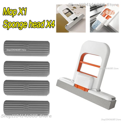 Mini Sponge Mop Hand-Free Wash Mops Mini Portable Super Absorbent Mop for Desktop Floor Bathroom Kitchen Glass Car Cleaning